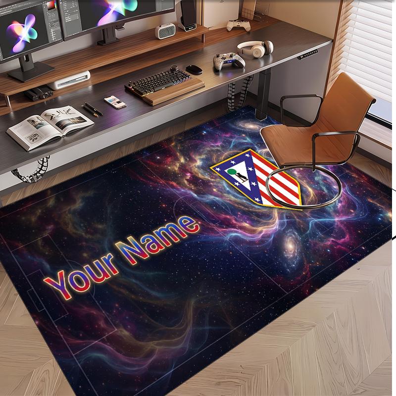 Personalized Crystal Velvet Carpet Atletico Madrid FC Pattern Non Slip Floor Rug