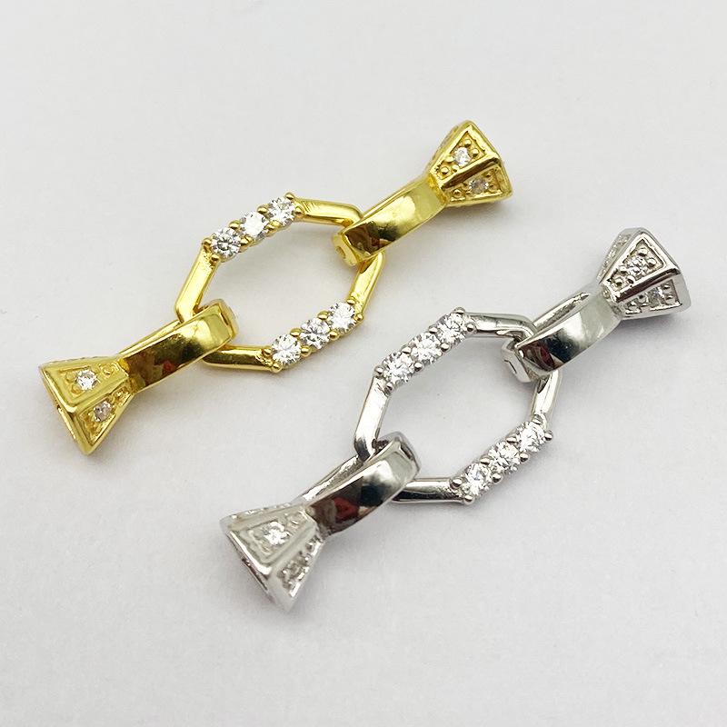 S925 Sterling Silver Pearl Necklace with Rhinestone Rhombus Clasp - DIY Beading Accessories