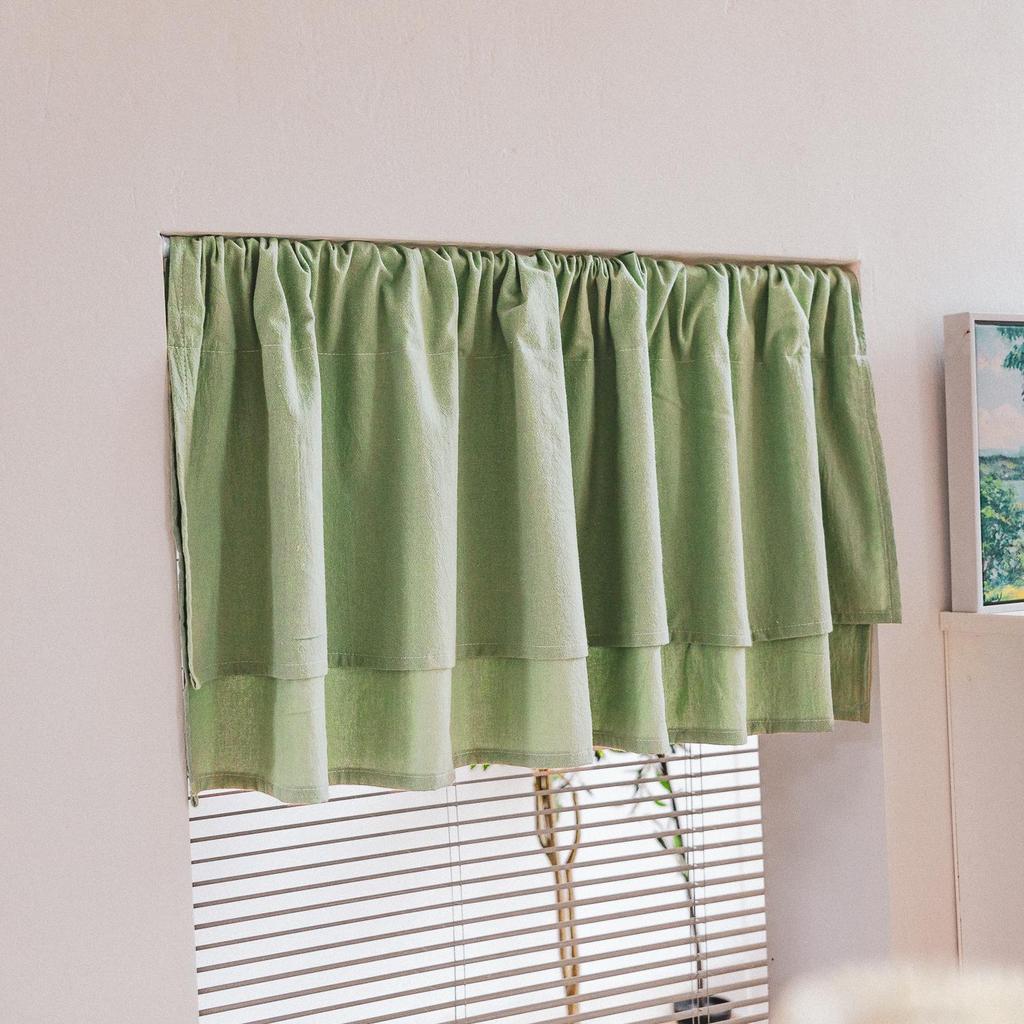 Farmhouse Short Curtain 100% Cotton Drapes for Bathroom Small Window Rod Pocket Tier Curtains Cafe Kitchen Closet Doorway Decor