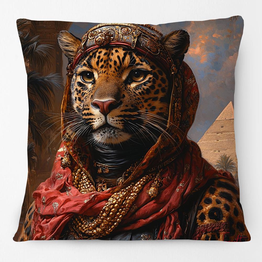 European Retro Vintage Royal Animals Portraits Leopard Panther Dog Cat Cushion Covers Sofa Pillowcase