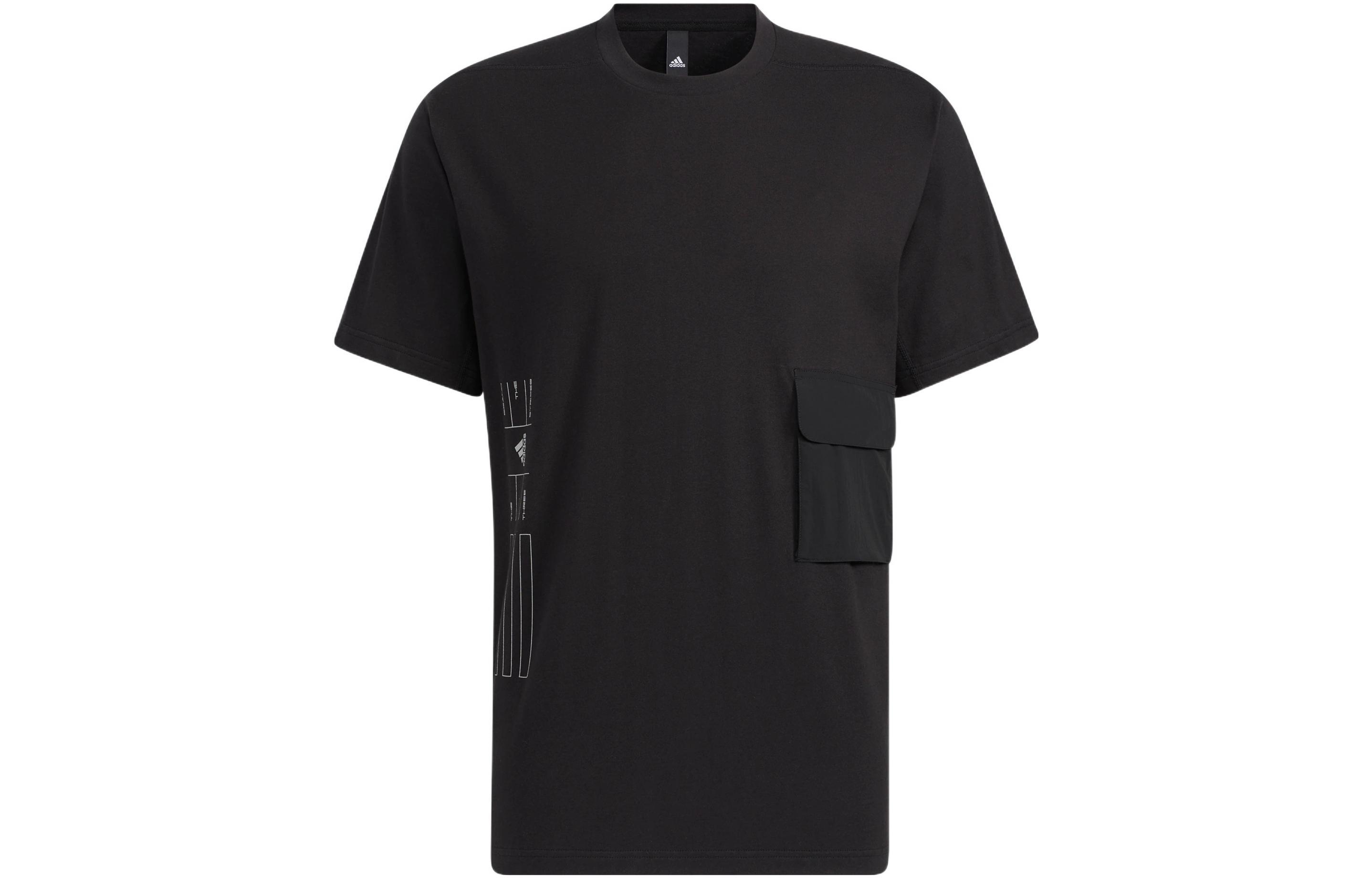 

Adidas T Shirts Men s Black Crew Neck Moderate Straight Fit HE9945 L