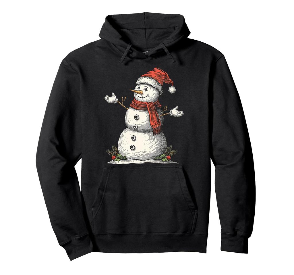 Snowman Christmas Graphic Illustration Family Snowman Hoodie X-mas