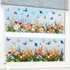 Yousheng Colorful Flower Butterfly Window Cling, Waterproof PVC Static Glass Sticker, Removable No Adhesive Window Sticker for Home Bedroom Kitchen