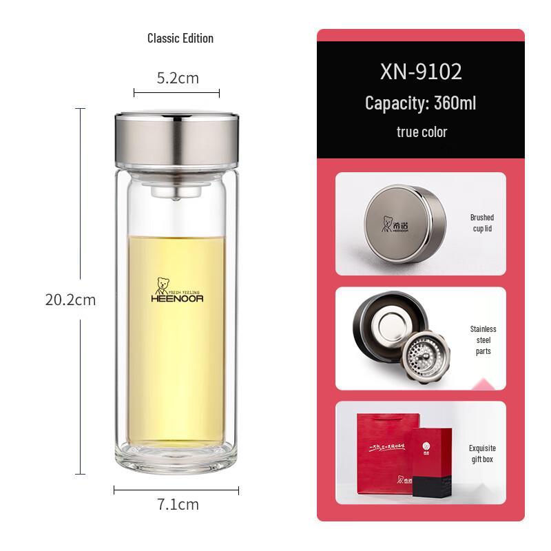 Changqi Men s 360ml Double-Layer Heat-Resistant Glass Cup