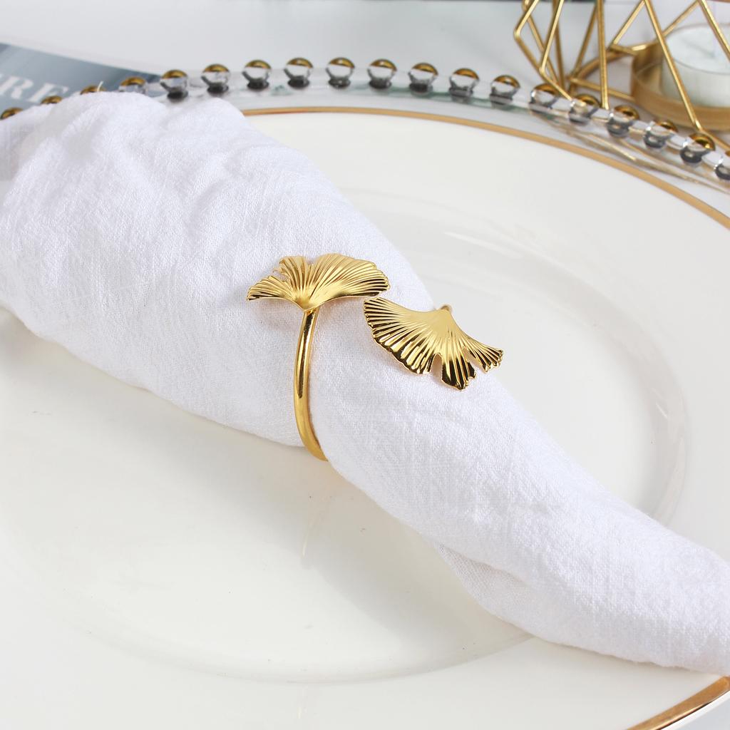 Metal, Double Ginkgo Leaves, Napkin Ring, Minimalist, Leaf Napkin Ring, Wedding Hotel, Table Setting, Wedding Party Decoration