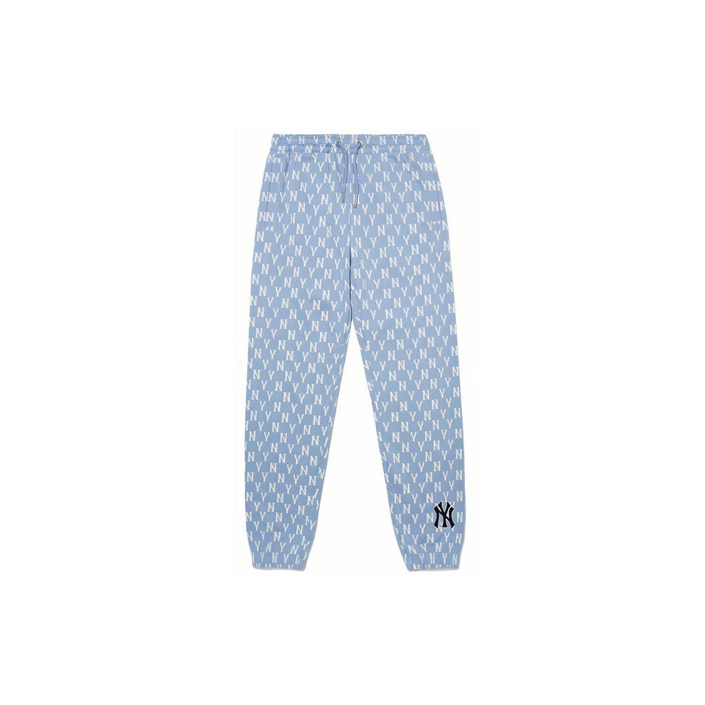 New MLB Old Flower Knitted Sweatpants Unisex Blue 3ATPM0121-50BLL