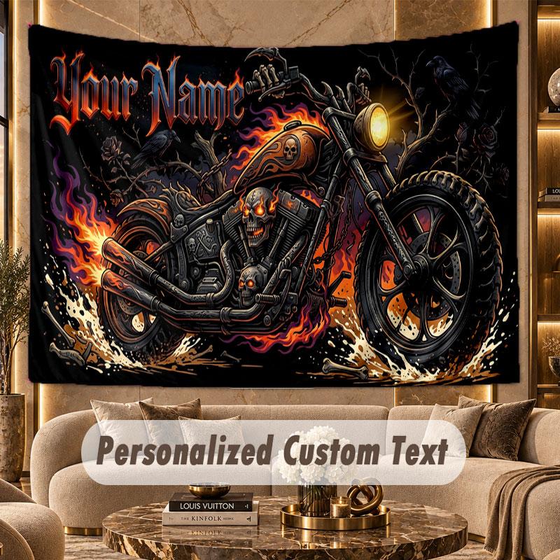 Motorradfahrer (81) Thema Personalisierte Wandteppich Benutzerdefinierter Name Text Wandbehang Tapisserie Haus Hintergrund Dekoration