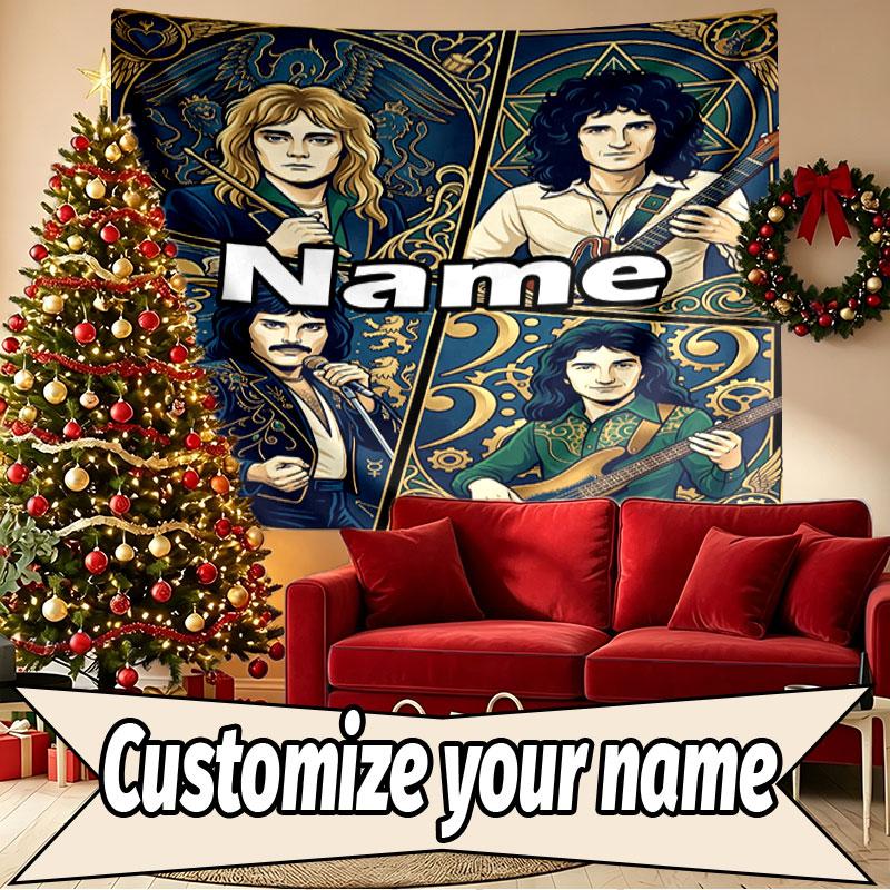 Custom Name Personalized Queen (band) Print Tapestry, Wall Art Decor, Bedroom, Dorm, Apartment, LivingRoom, Party Backdrop, Gift for Birthday