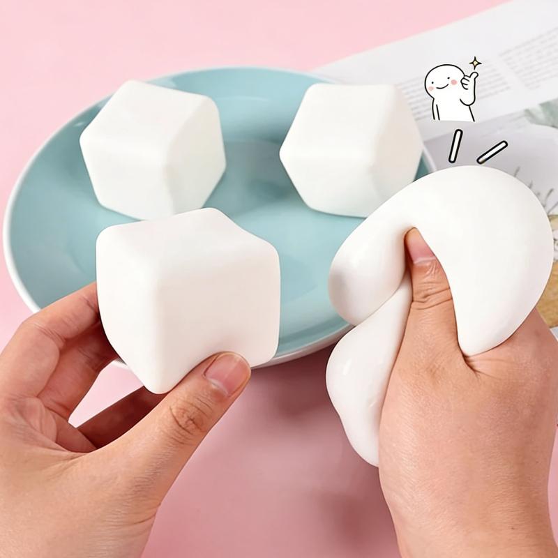Soft Squishy Milk White Tofu Squeeze Toy Cute White Square Sensory Stress Relief Fidget Toys Dough Ball Gifts For Adults Gift