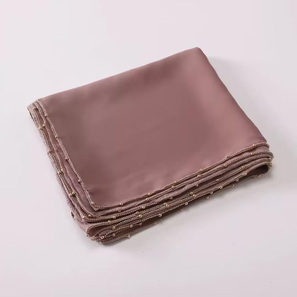 Rinestone Chiffon Hijab Scarf With Chains Women Muslim Hijab Luxury Bead Pearl Scarves Shawl Women Long Scarf Shawl Head Wraps