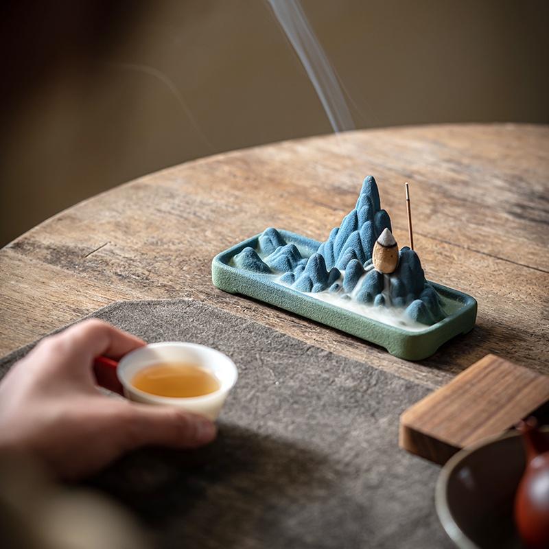 Qianlijiangshan Creative Ceramic Incense Burner Indoor Incense Burner Incense Stick Incense Holder Backflow Incense Burner Ornament