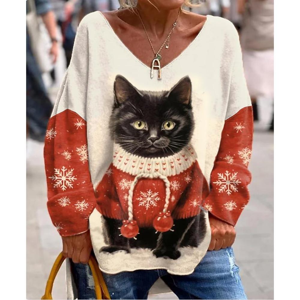 Hanorac de damă Animal îmbrăcăminte de zi cu zi ocazional imprimeu ocazional decolteu cu mânecă lungă micro-elastic toamnă iarnă confort respirabil țesătură moale