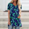 Top a maniche corte plissettati larghi da donna taglie forti top casual scollo a V maniche corte t-shirt casual estive da donna top t-shirt camicie