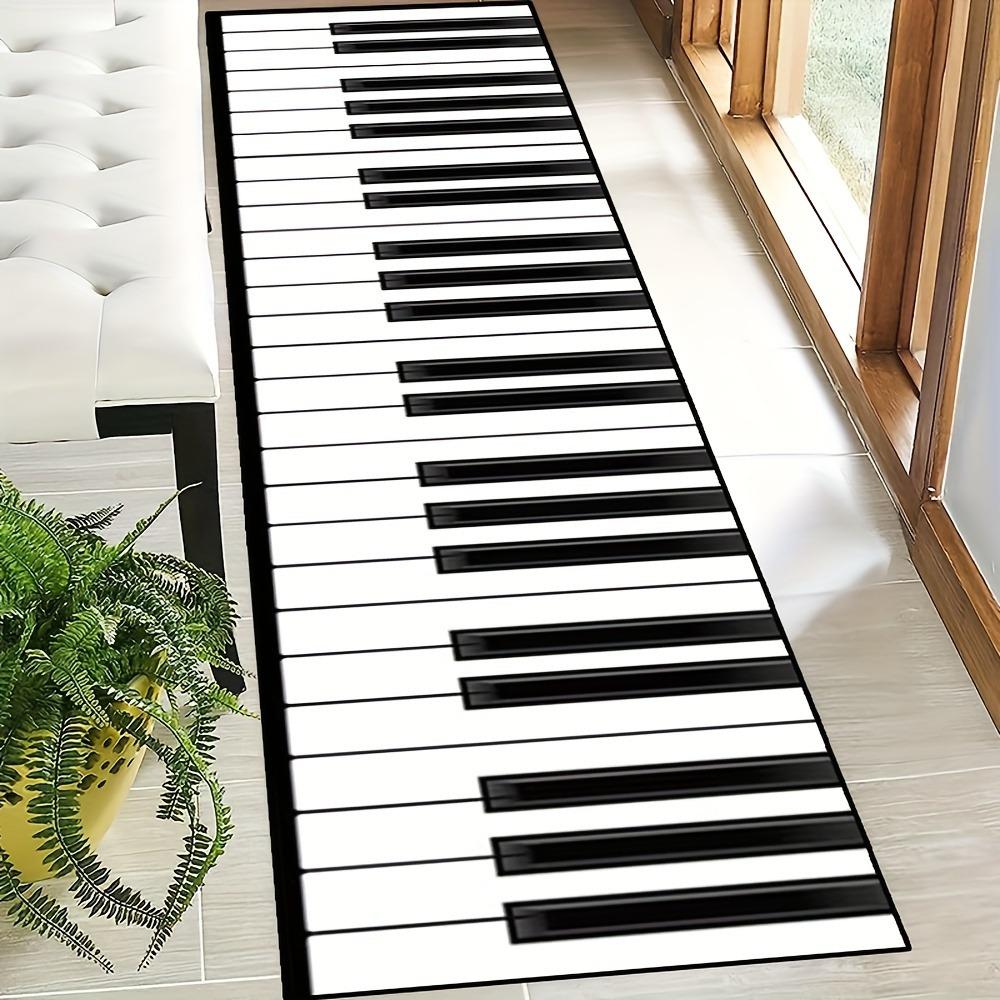 

1pc A Row of Notes on A Black Piano Non-Slip Runner Rug, Washable in A Machine, Suitable for Entryways, Living Rooms, Bedrooms 40x120cm