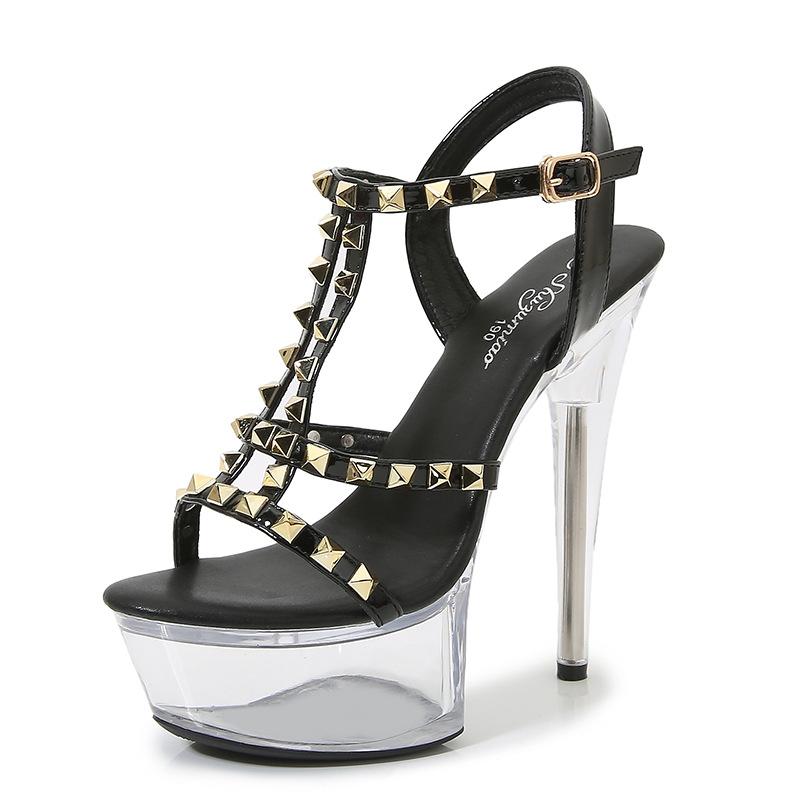 Fashion 15CM Ultra High Stiletto Waterfall Platform Transparent Crystal Sexy Model Show Shoes for Women Fashion Wedding Party