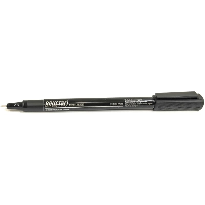 Brustro Professional Pigment Based Fineliner Pen | Black, Box Of 10, Tip Size - 0.05 Mm | Archival Waterproof Uv Resista