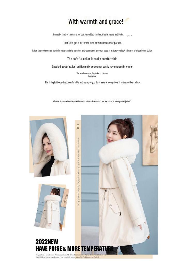Women's Mid-Length Velvet-Enhanced Parka, Plus-Size Winter Cotton Coat, Trendy Padded Jacket.