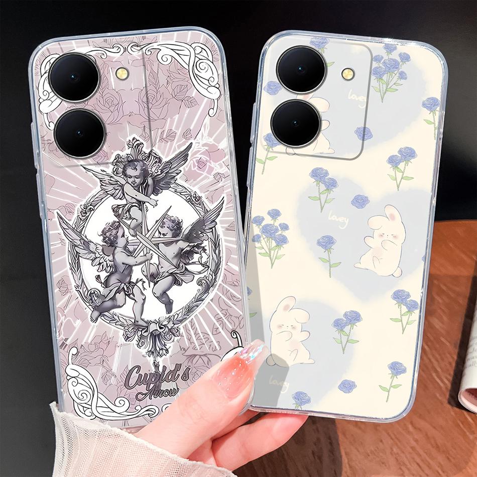 Phone Case For Vivo Y100i Y200i Y300i Y500i 5G Vintage Angel Soft Transparent Silicone High Quality Shockproof Funda