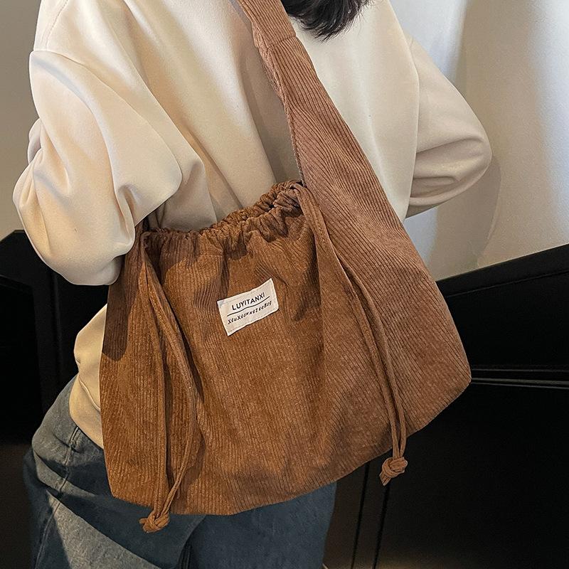 Autumn and Winter High-end Corduroy Underarm Bag for Women's Bag New Large Capacity Tote Bag Simple Shoulder Bag