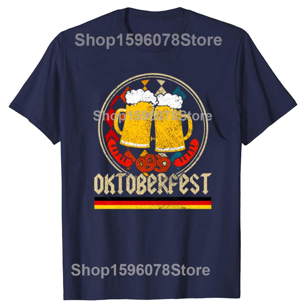 Oktoberfest Vintage Retro German Flag Munich Bavarian O-Neck Cotton T Shirt Men Women Casual Short Sleeve Tee Shirt