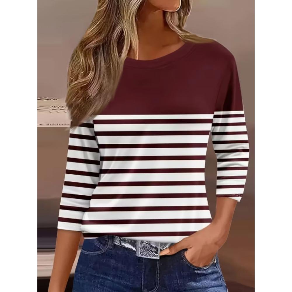 Summer Fashion Women's Casual Long-sleeved Printed T-shirt Top