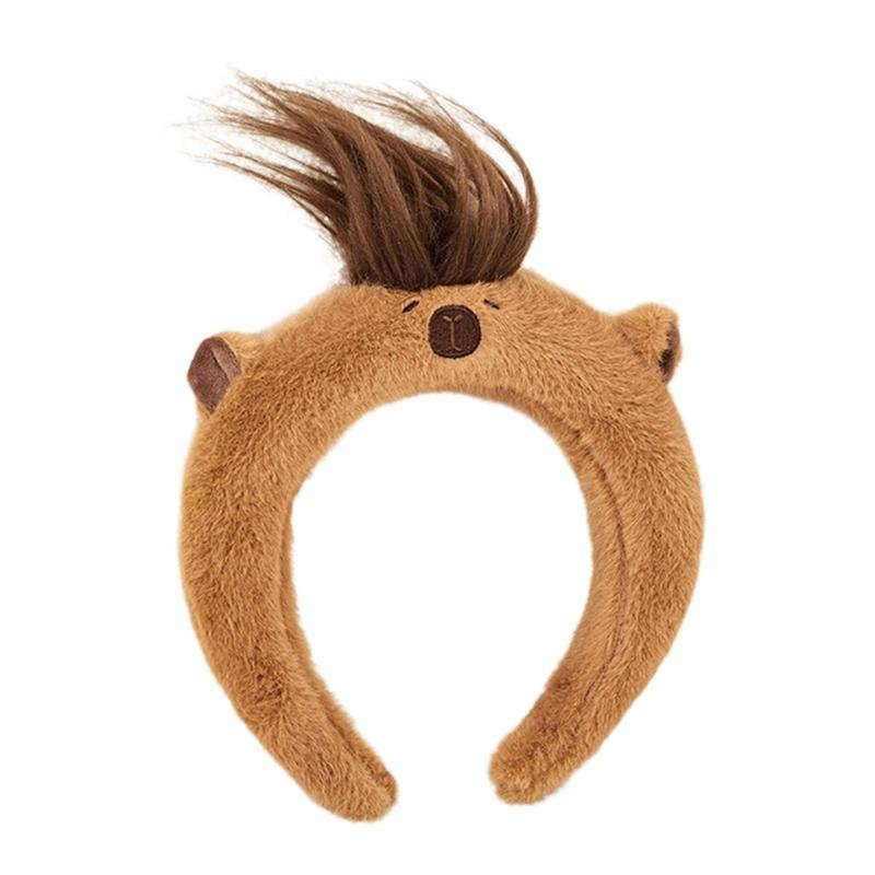 Cute Capybaras Shape Hair Hoop Women Cartoon Headbands Plush Makeup Hairband