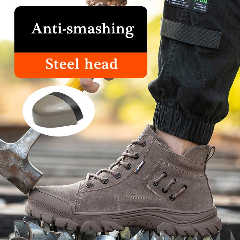 Work Safety Shoes Men Steel Toe Shoes Puncture-Proof Work Sneakers Anti-smash Indestructible Shoes Safety Boots