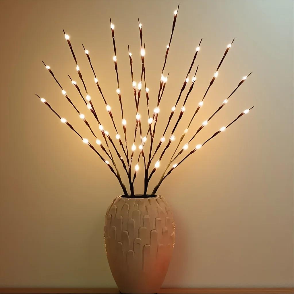 1 Pcs 20LED Battery-Powered Tree Branch Light Sticks - Indoor Vase Decor for Holidays