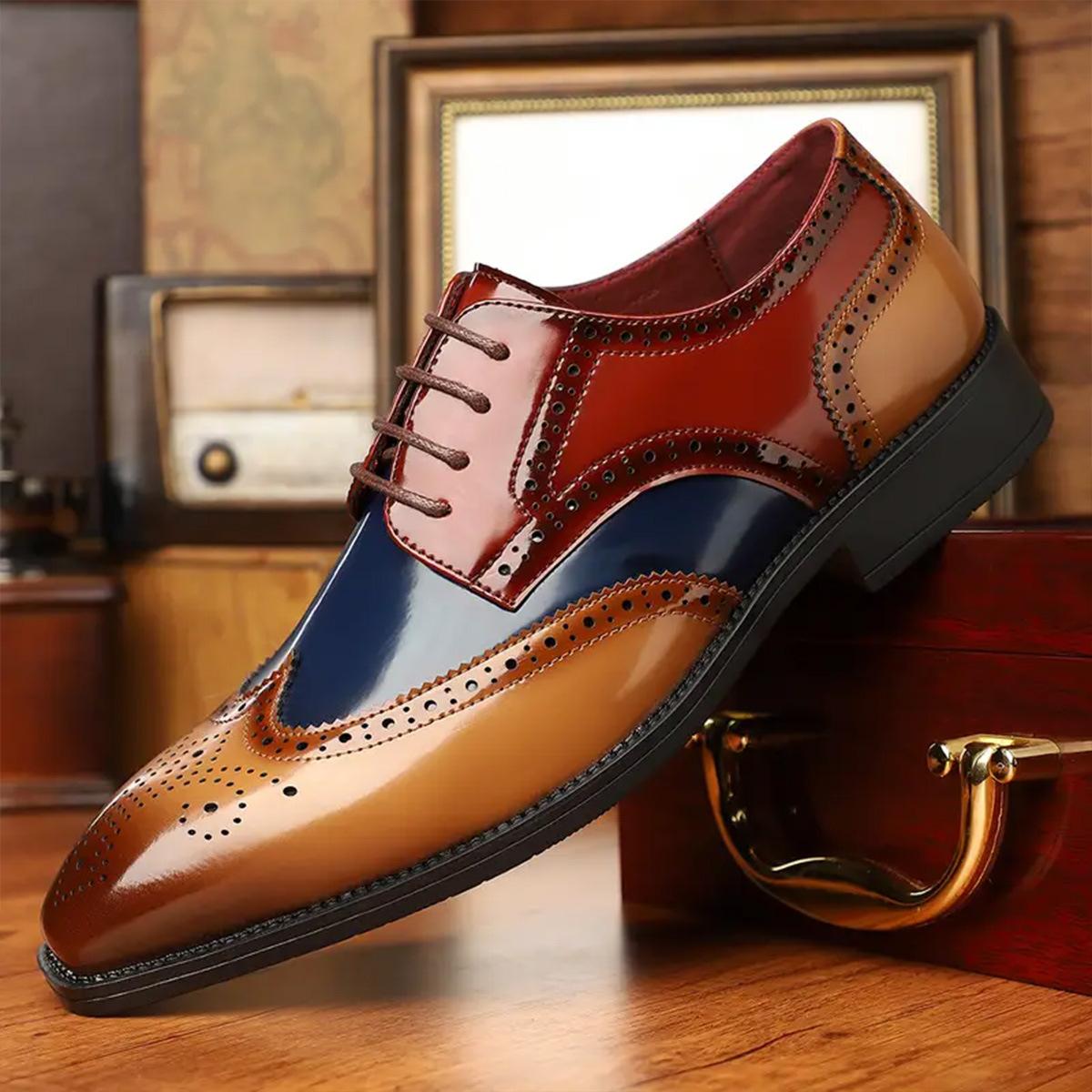 

20252025 популярные мужские кожаные туфли в британском стиле для бизнеса, платья, с острым носком, большого размера, повседневные мужские туфли 48 коричневый