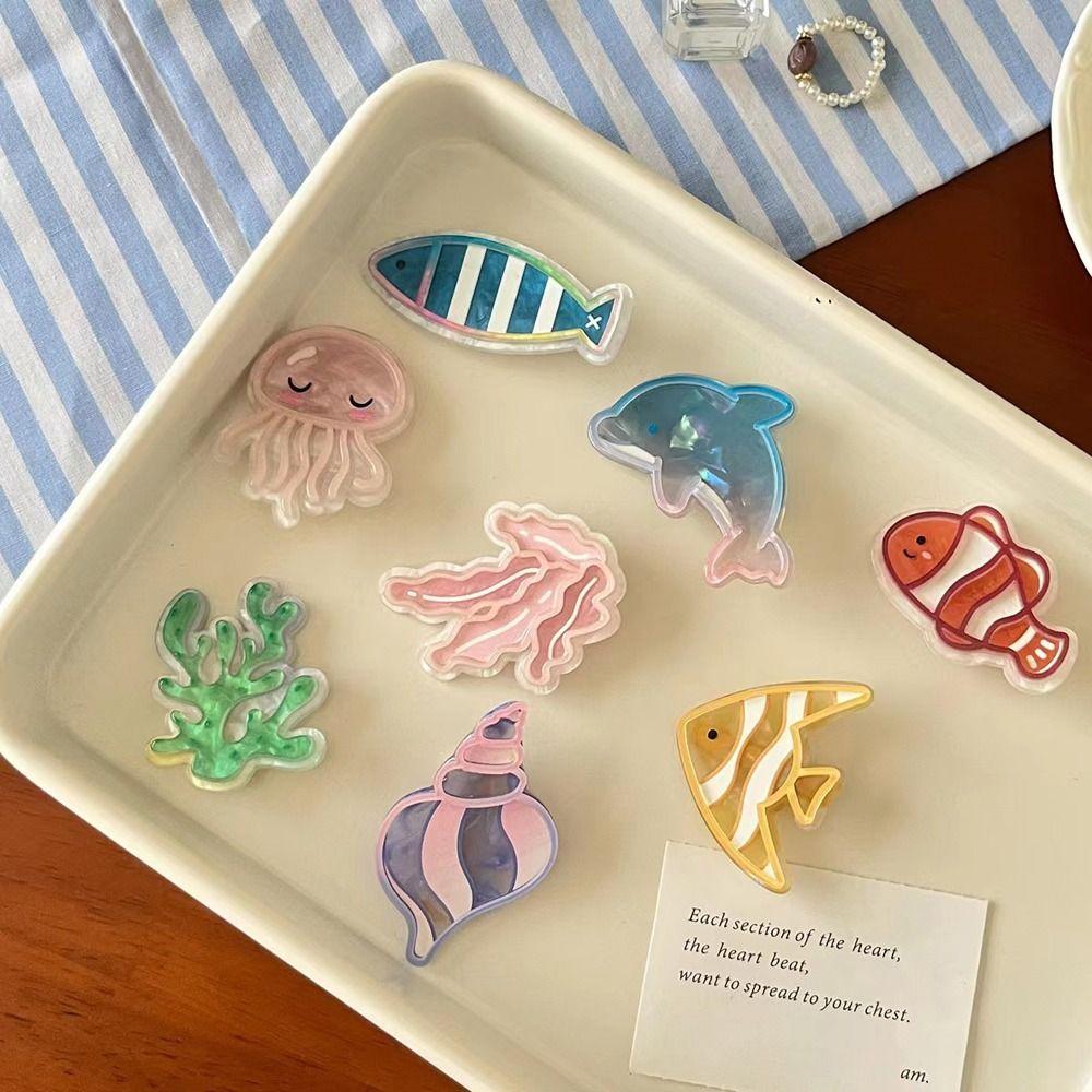 Conch Ocean Fish Hairpin Seaweed Animal Duckbill Clip Elegant Dolphin Hair Clips  Daily
