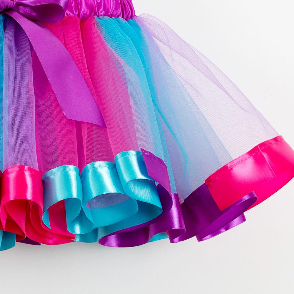 2026 Kids' European & American Rainbow Mesh Dance Tutu Skirt - Lined Half Skirt for Girls