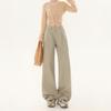 Niche Korean version of floor-mopping jeans spring and autumn new thin drape pleated loose wide-leg jeans tide