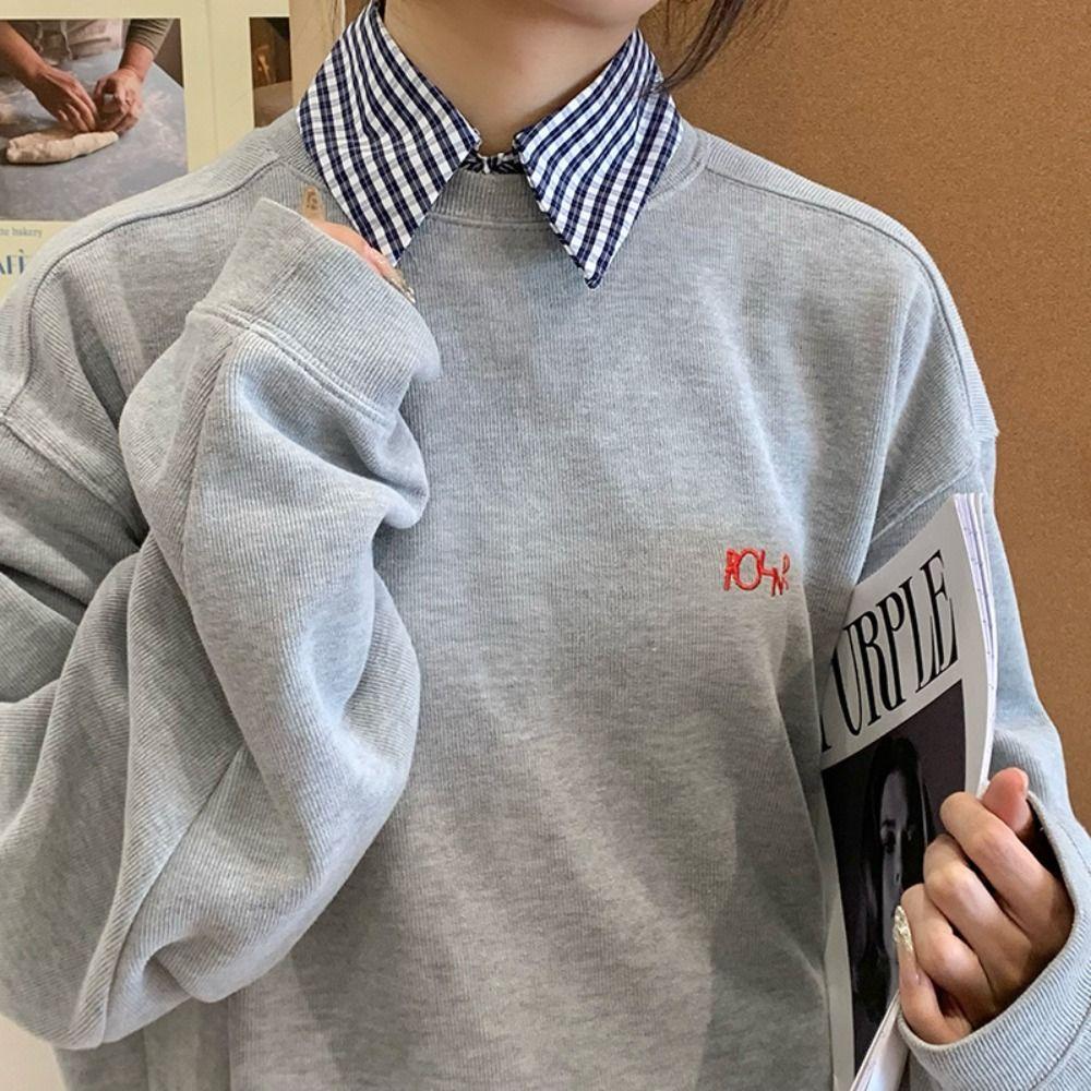 Plaid Stripe Shirt Fake Collar Comfortable Women's Detachable Collar  Clothes Accessories