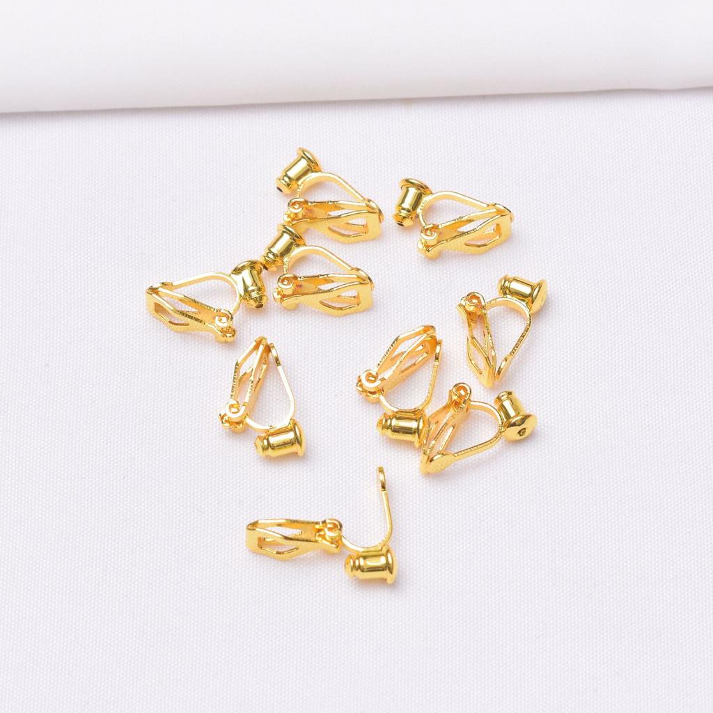 10 Stück farbechte, mit 18 Karat Gold umwickelte Ohrclips, Ohrnadeln, Ohrclips, Konverter, Dreiecksclips, DIY, Zubehör.