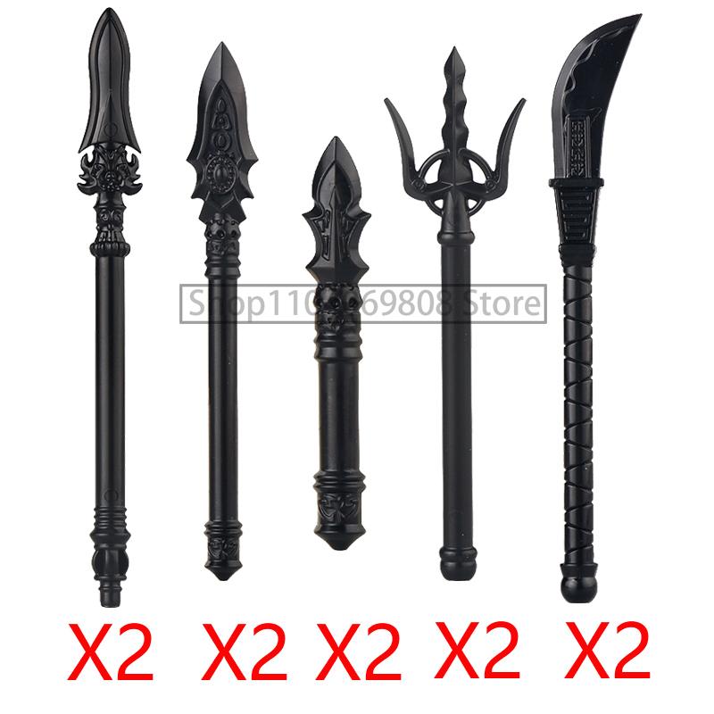 MOC Military Building Blocks Medieval Soldiers Knight Figures Weapons Accessories Witc Hat Helmet Shield Spear DIY Brick Toy T10