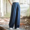 Johnature Women Vintage Harem Pants Summer Chinese Style Solid Color Trousers Elastic Waist Long Pants