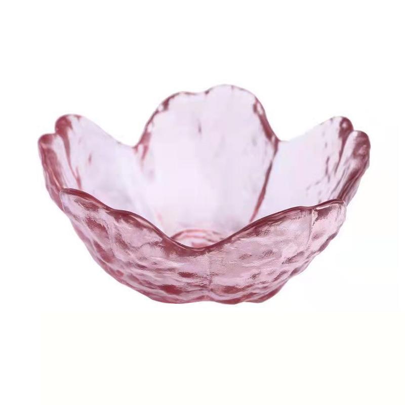 Sakura Glass Soy Sauce Dish Japanese-Style Pink Blossoms Condiment Bowl for Sushi Dumplings Dipping Mini Appetizer Plates