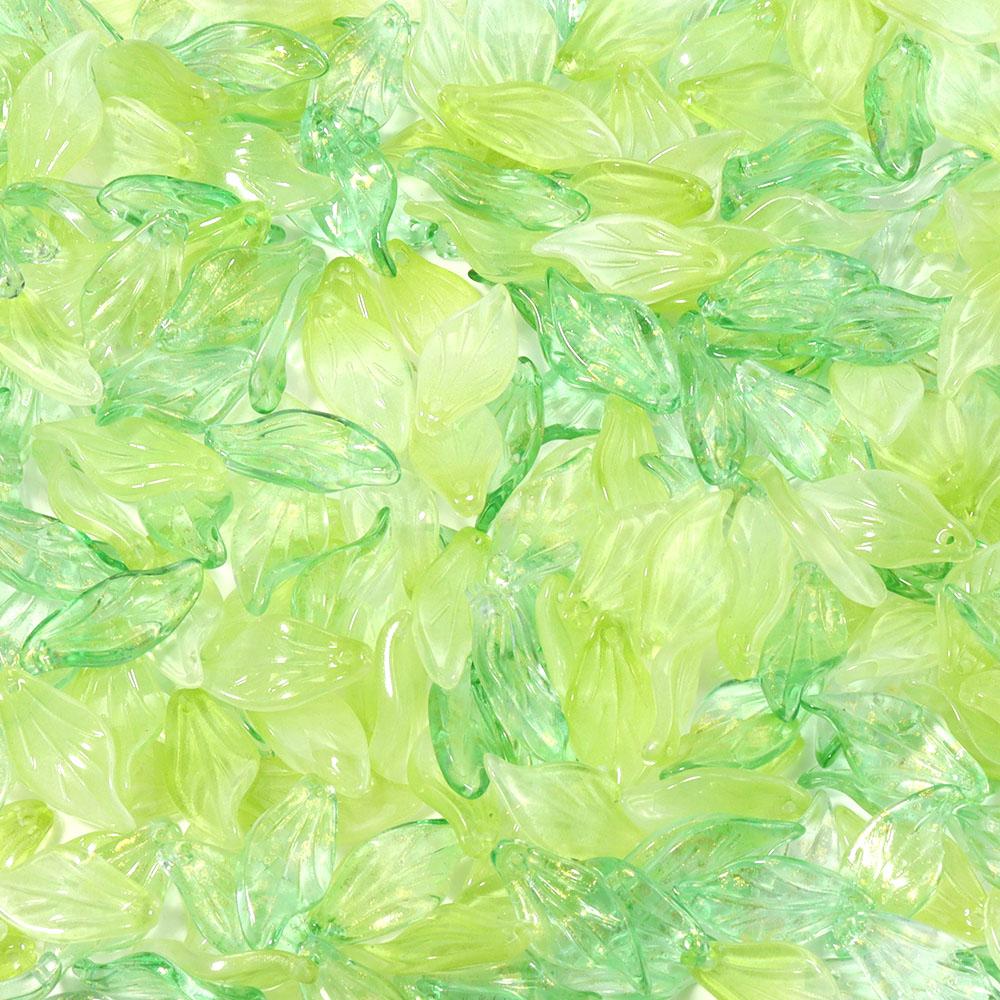 50Pcs Green Transparent Leaf Glass Beads Charms 9.5X20mm Loose Spacer Beads For Jewelry Making DIY Bracelet Earrings Accessories