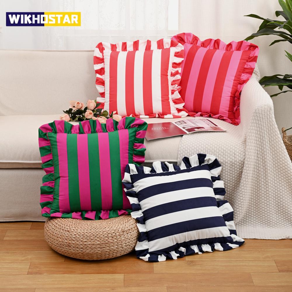 Полосатая кружевная бархатная наволочка 18X18 дюймов мягкие уютные наволочки чехлы для подушек для дивана спальни гостиной домашнего декора 45x45cm 1386₽