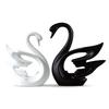 Lavish Modern Home Décor Swan Couple | Matte Finish Ceramic Figurines (Set of 2Pc, White and Black)