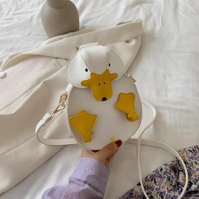 Sac à bandoulière en cuir PU souple pour femme, motif canard, couleur contrastée, joli sac à main et porte-monnaie