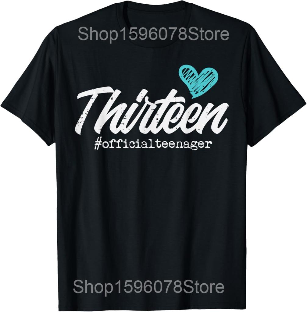 Dreizehn Offizielle Niedliche Teenager 13. Geburtstag T-Shirts Unisex Streetwear T-Shirt Kurzarm Unisex Lockere Kleidung