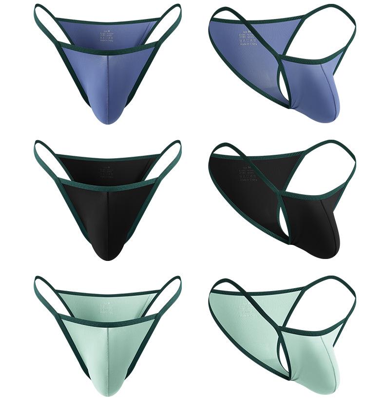 Síťované pánské prodyšné letní slipy z ledového hedvábí - Průhledné a tenké trojúhelníkové spodní prádlo