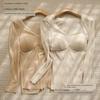 Autumn and Winter Ultra-Thin Thermal Beauty-Enhancing Clothing with Built-In Chest Pads for Women, Slimming Seamless Base Layer Long-Sleeve Top