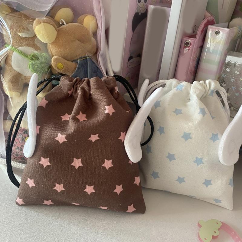 Soft Plush Fabric Storage Bag With Star And Wing Motifs Durable Kids Room Organizers For Books Toy Accessories