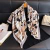 Korean version of the new geometric flower oblique silk pattern large square scarf fashion printing imitation silk dust shawl headscarf women