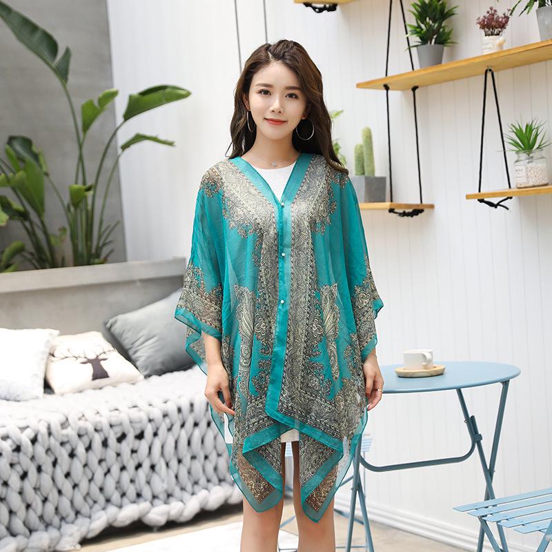 Chic Women's Silk Scarf: Oversized Sun Protection Shawl & Versatile Beach Towel