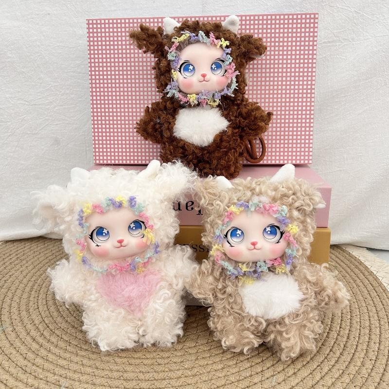 Lace Trimmed Plush Doll Pendant Cute Family Series Vinyl Face Backpack Hanging for Keychain Bag Kids Decor