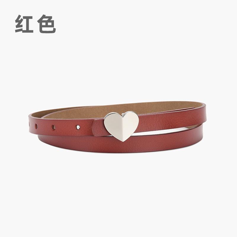 Leather Belt Women'S Thin Jeans With Decoration And Dress Pants Simple Style Heart-Shaped Belt