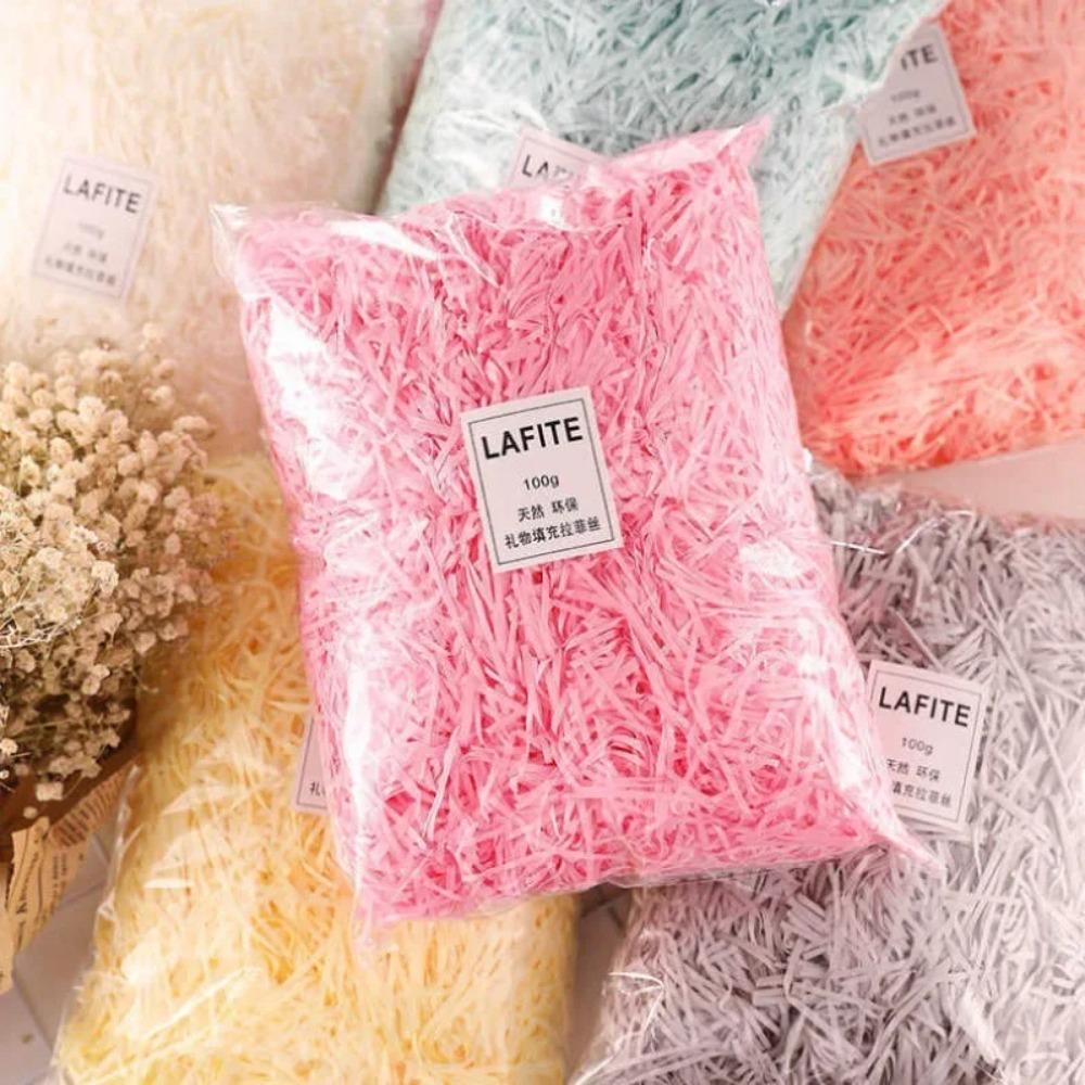 100/200g Colorful Raffia Shredded Paper Candy Boxes DIY Gift Box Filling Material Tissue Party Gift Packaging Filler Decor